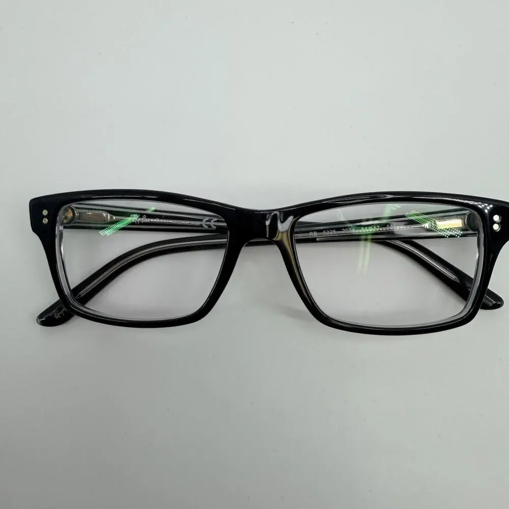 Ray Ban RB 5225 2034 Black on Transparent Rectangle Eyeglasses Frames 54-17-145